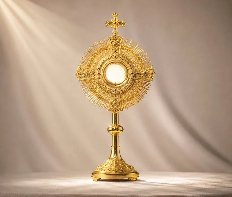 Gold ciborium with a cross finial