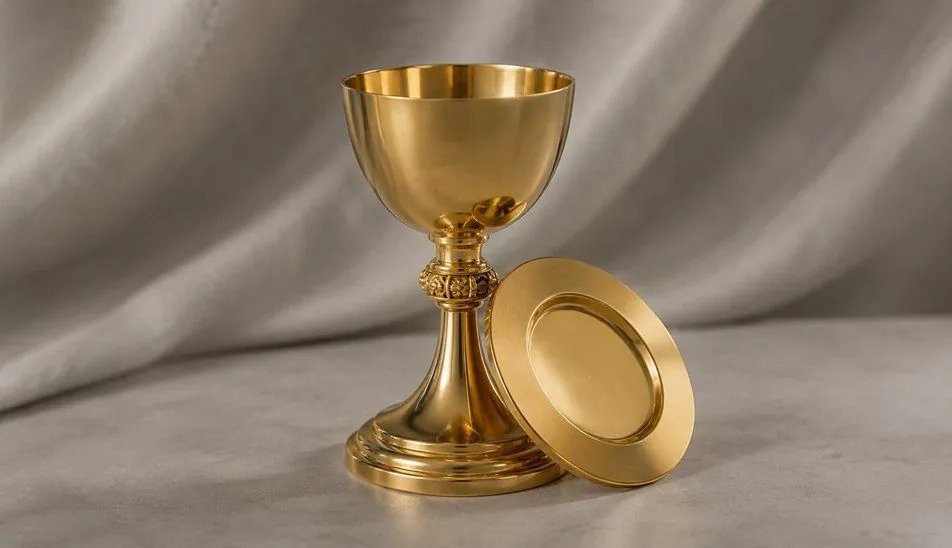 Six-bell altar stand in gold plate