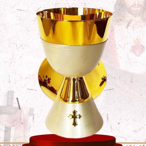 Gold and Satin Silver Chalice with Cross