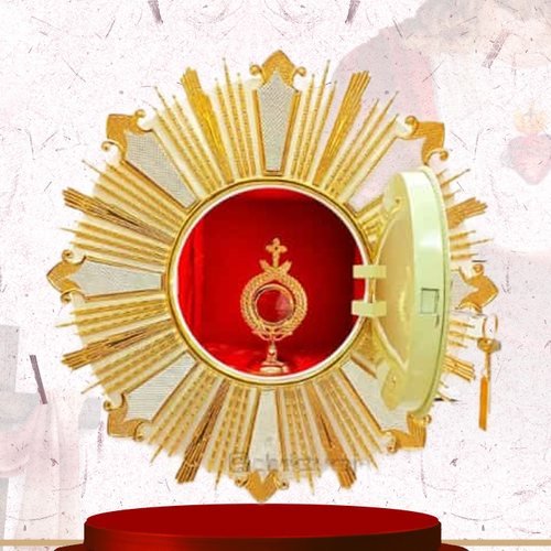 Round Gold Sunburst Tabernacle with Red Lining