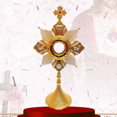 Cross-Form Monstrance with Silver Enamel Arms