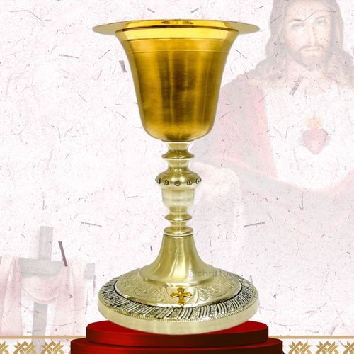 Brushed Gold Chalice with Silver Ornate Foot
