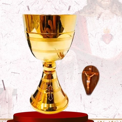Polished Gold Chalice with Cross on Foot