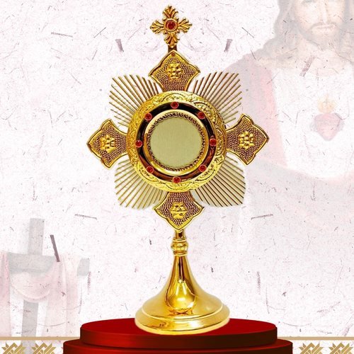 Gold Star Monstrance with Jewelled Ring