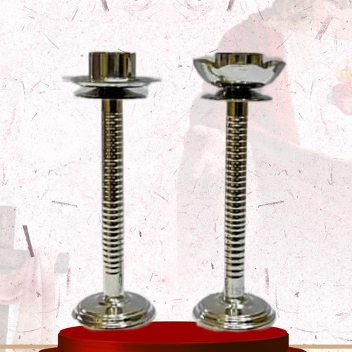 Nickel Altar Candlesticks, Pair