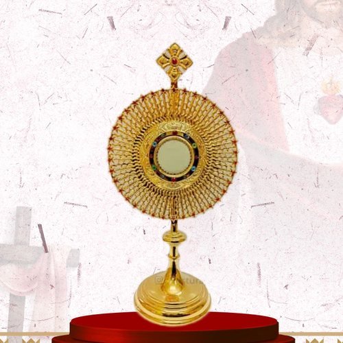 Gold Filigree Ring Monstrance with Stones