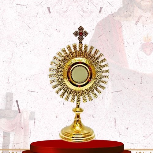 Small Gold Rayed Monstrance with Jewelled Ring