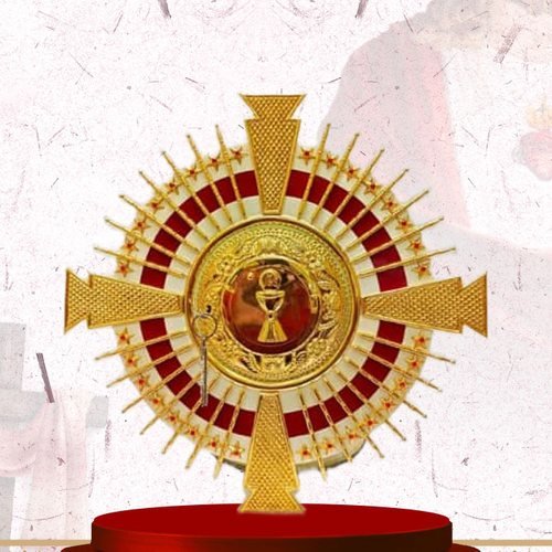 Gold Cross Sunburst with Chalice Medallion