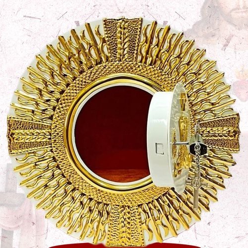 Round Gold Sunburst Tabernacle with Open Door