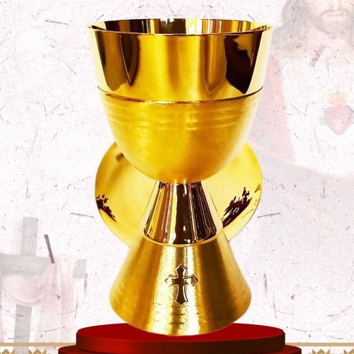 Satin Gold Chalice with Cross on Foot