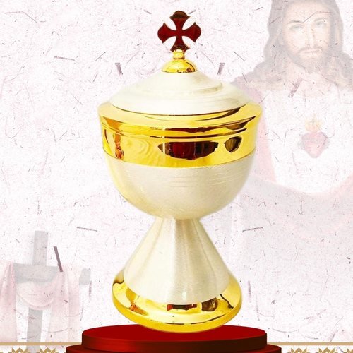 Ivory and Gold Ciborium with Red Cross Finial