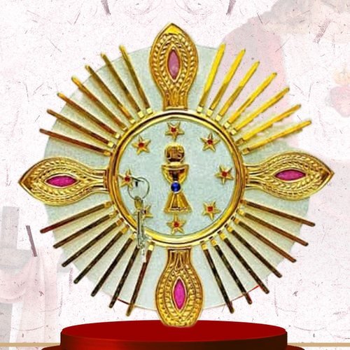 Gold Tabernacle Door with Chalice and Pink Stones