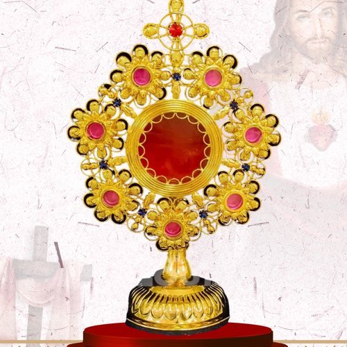 Gold Rosette Monstrance with Ruby Stones
