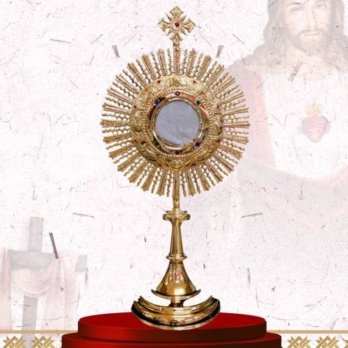 Gold Rayed Monstrance with Jewelled Ring