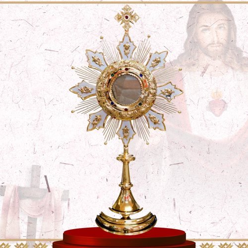 Gold Monstrance with White Enamel Star Points