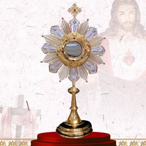 Gold and Silver Rayed Monstrance with Enamel Points