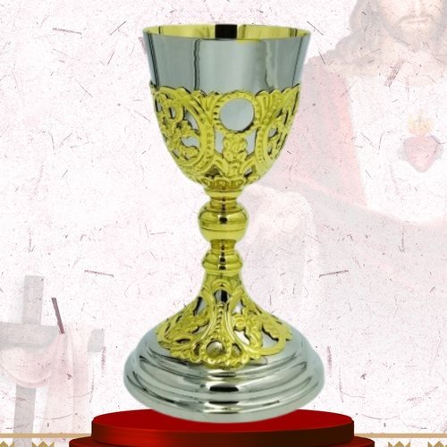 Silver Chalice with Gold Filigree Overlay and Paten