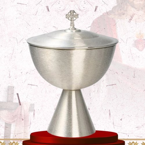 Brushed Silver Ciborium with Celtic Cross