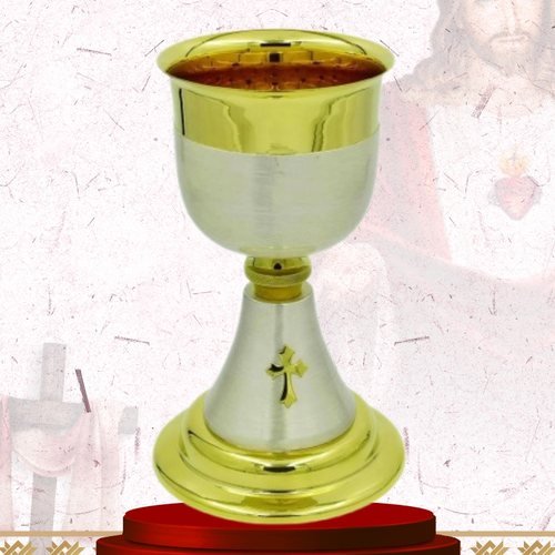 Gold and Brushed Silver Chalice and Paten Set