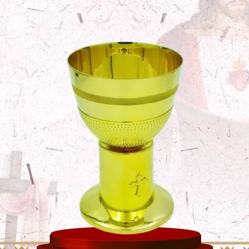 Gold Chalice and Paten Set with Beaded Band