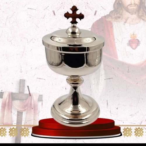 Polished Nickel Ciborium with Wooden Cross