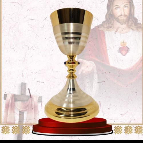 Gold Chalice with Banded Cup and Ribbed Foot
