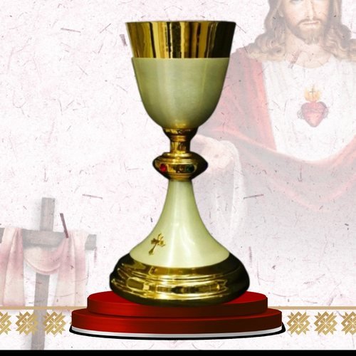 Gold and Celadon Enamel Chalice with Ringed Node
