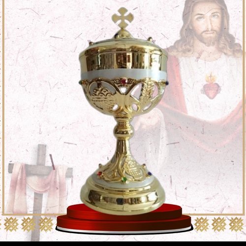 Jewelled Gold Ciborium with White Enamel Bands