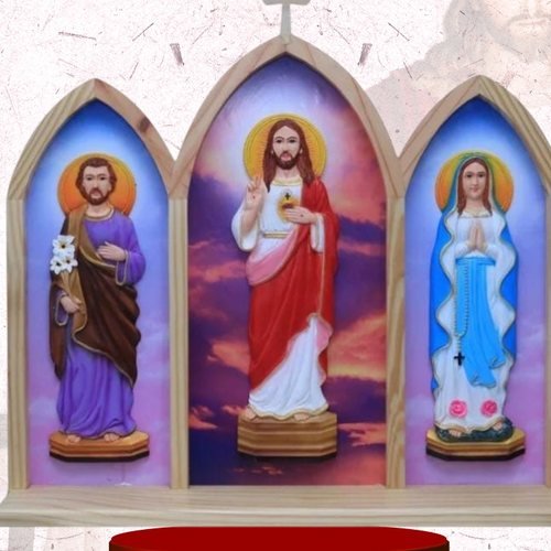 Pinewood Triptych Shrine, 23 inch