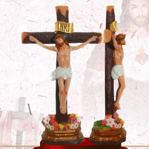 Crucifix with Flowered Base, 20 inch