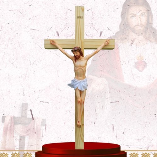 Large Pale Wood Crucifix, 40 inch