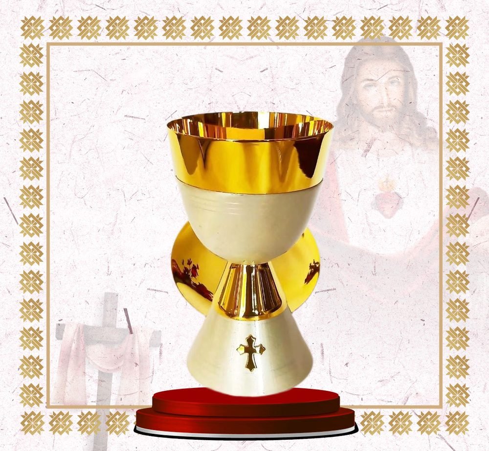 Gold and Satin Silver Chalice with Cross