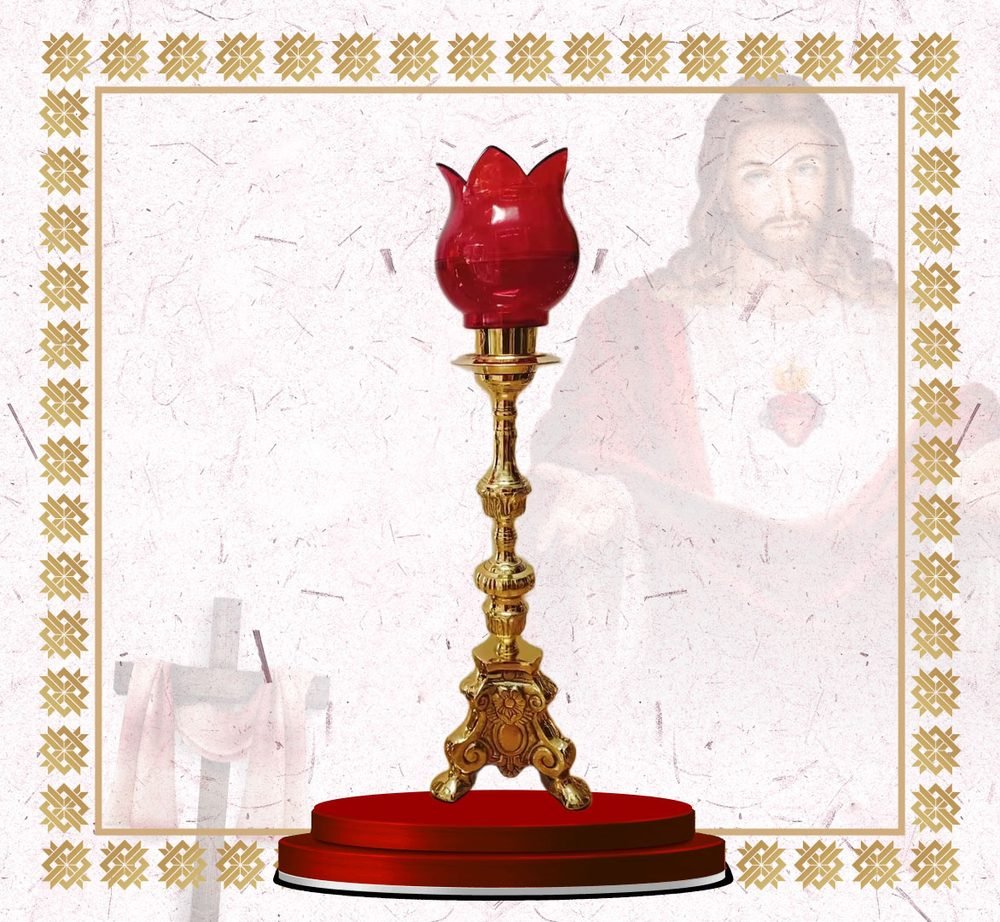 Sanctuary Lamp with Red Glass Shade