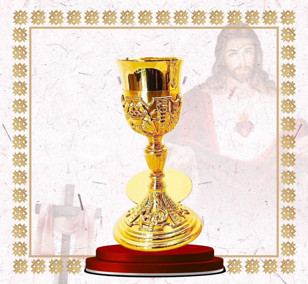 Ornate Gold Chalice and Paten with Openwork Cage