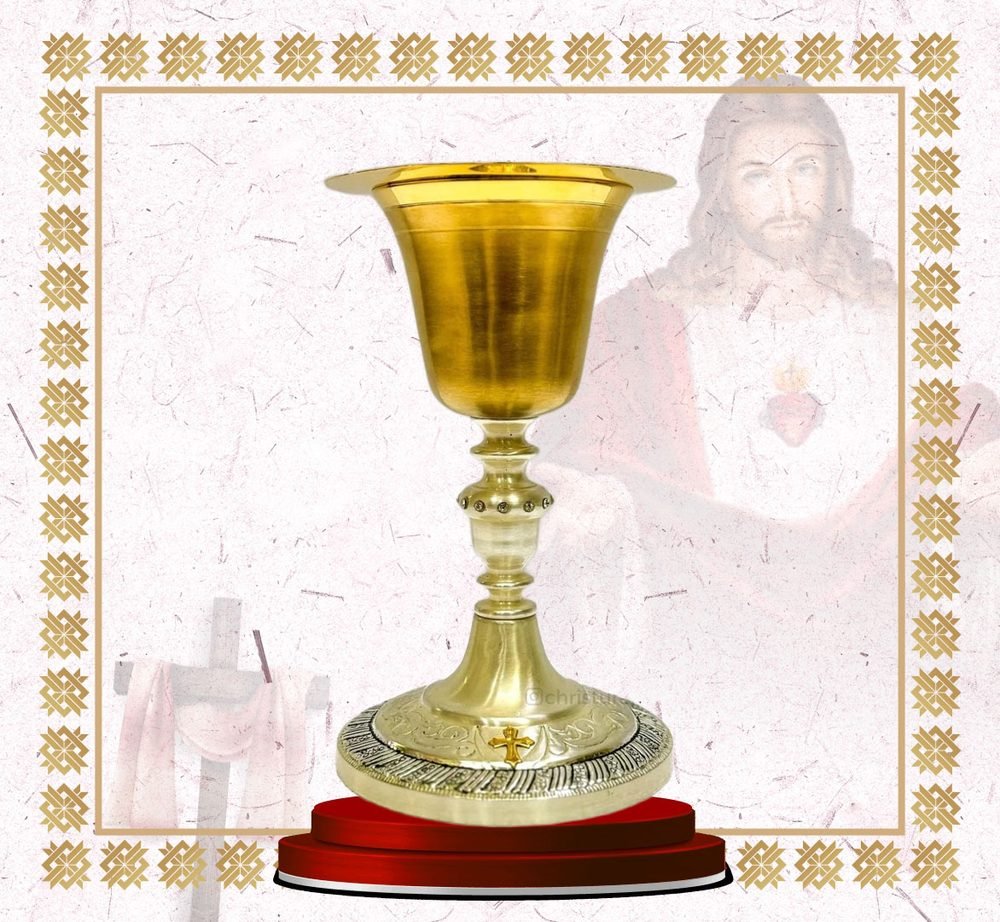 Brushed Gold Chalice with Silver Ornate Foot