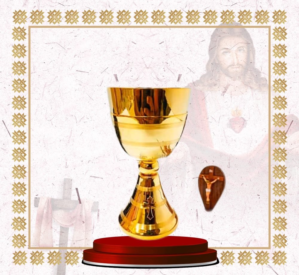 Polished Gold Chalice with Cross on Foot