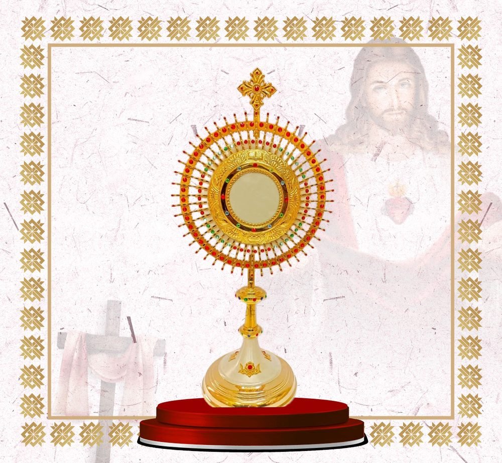 Gold Monstrance with Red-Tipped Rays