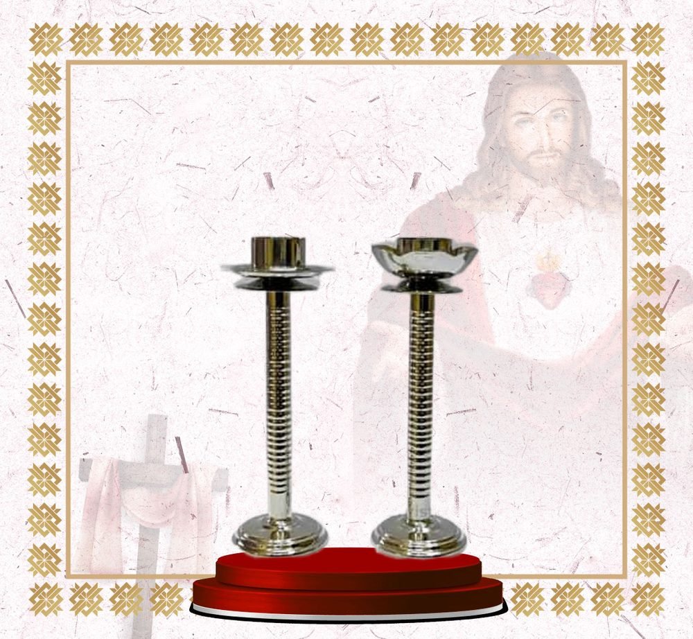 Nickel Altar Candlesticks, Pair