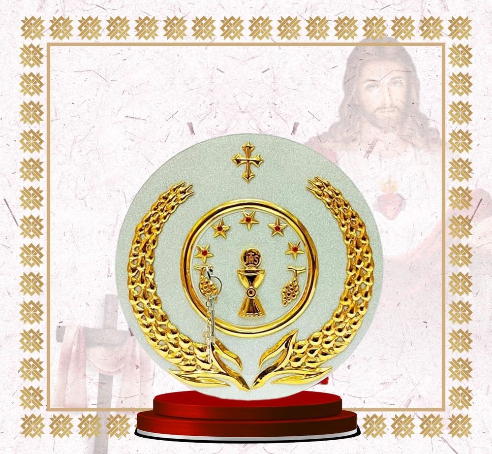 Celadon and Gold Tabernacle Door with Wheat Wreath