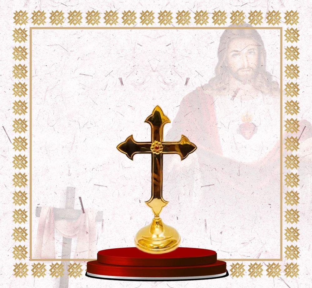 Gold Altar Cross with Tortoiseshell Enamel