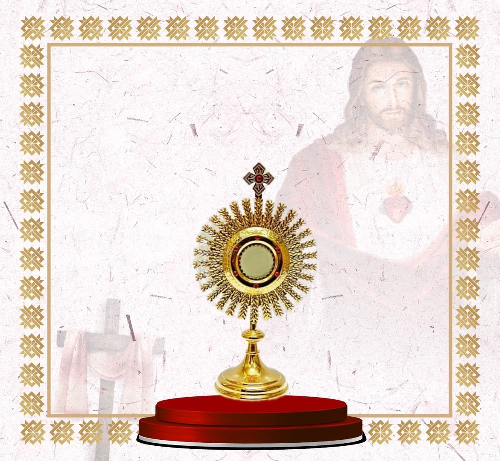 Small Gold Rayed Monstrance with Jewelled Ring