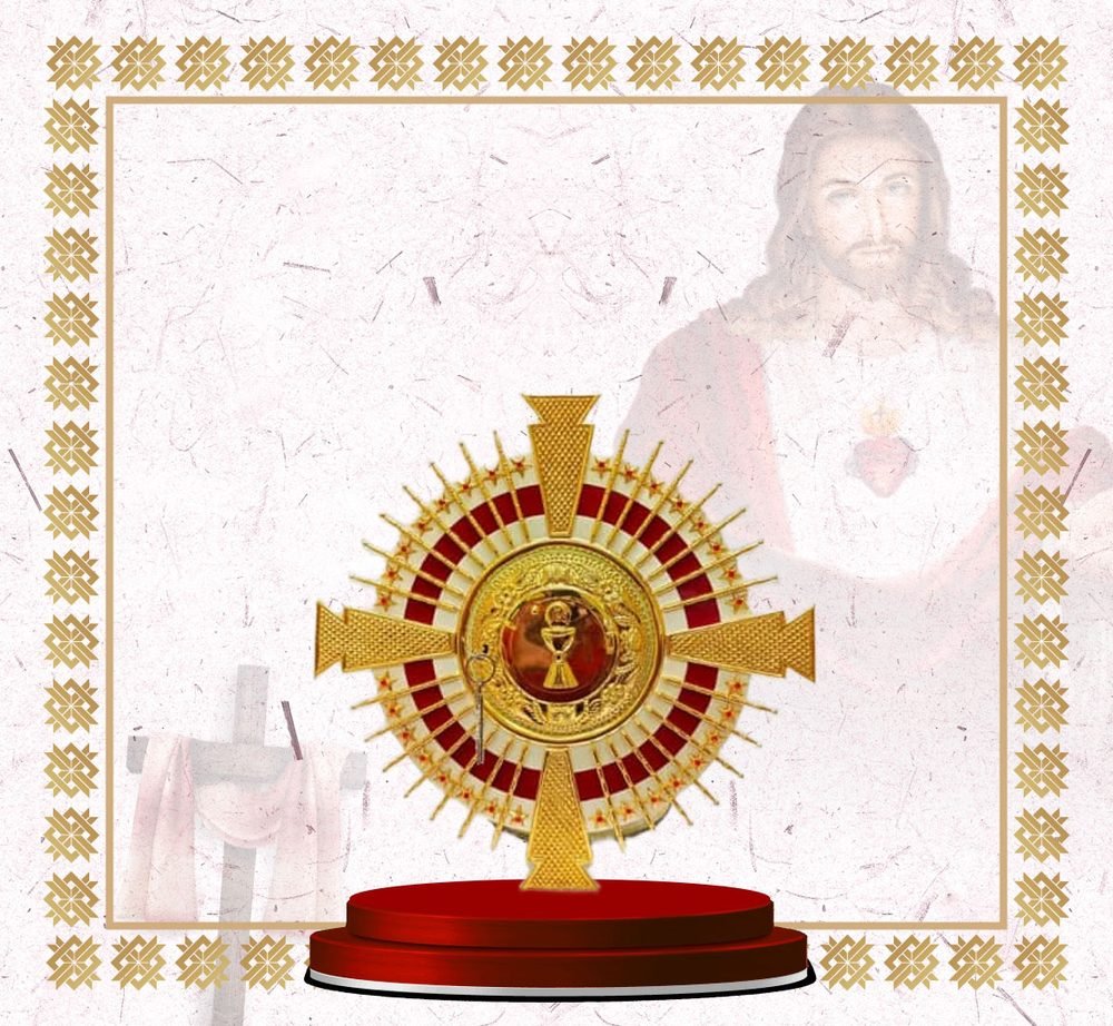 Gold Cross Sunburst with Chalice Medallion