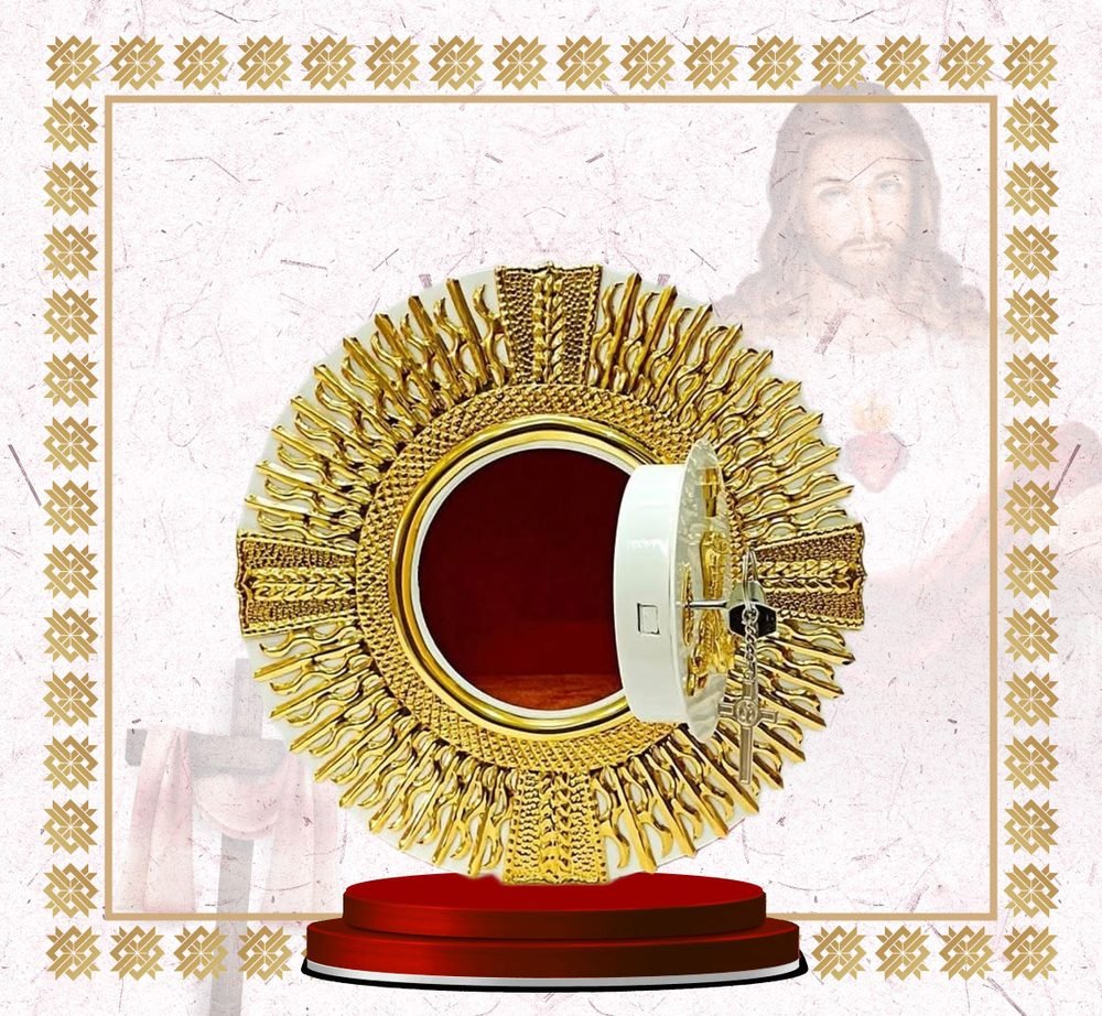 Round Gold Sunburst Tabernacle with Open Door