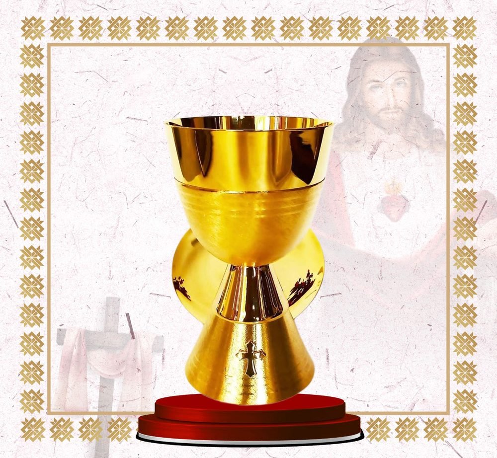 Satin Gold Chalice with Cross on Foot