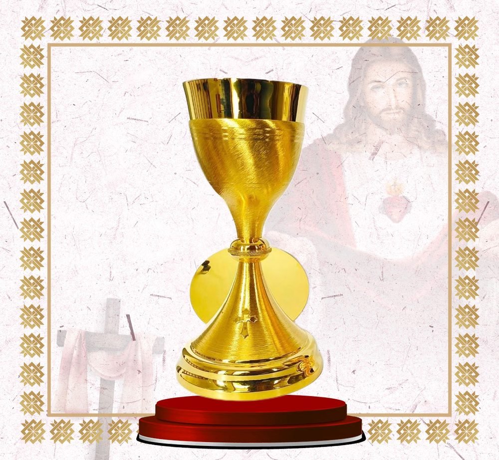 Satin Gold Chalice and Paten with Conical Foot