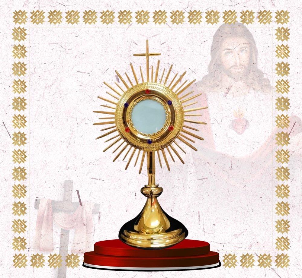 Gold Sunburst Monstrance with Dark Foot