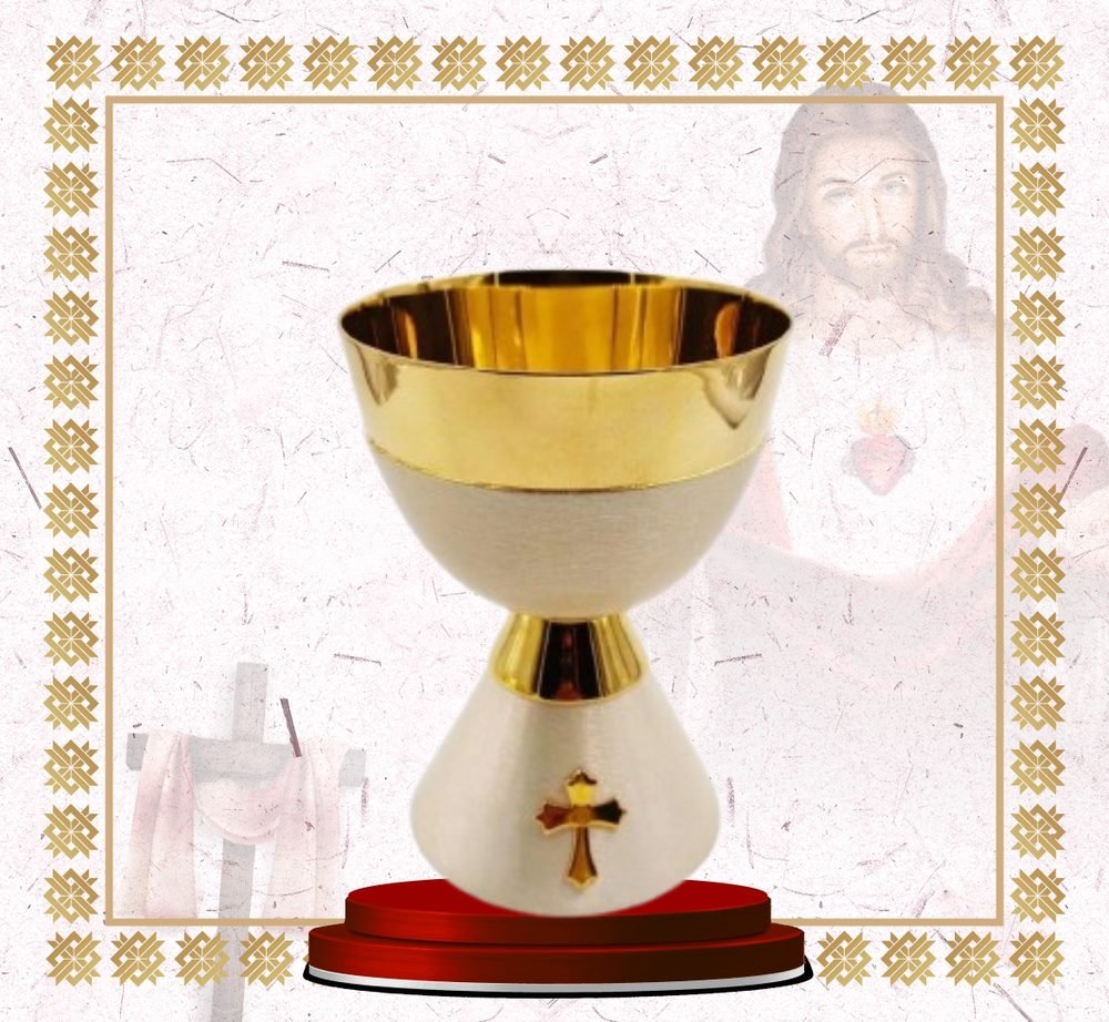 Gold and Brushed Silver Chalice and Paten Set