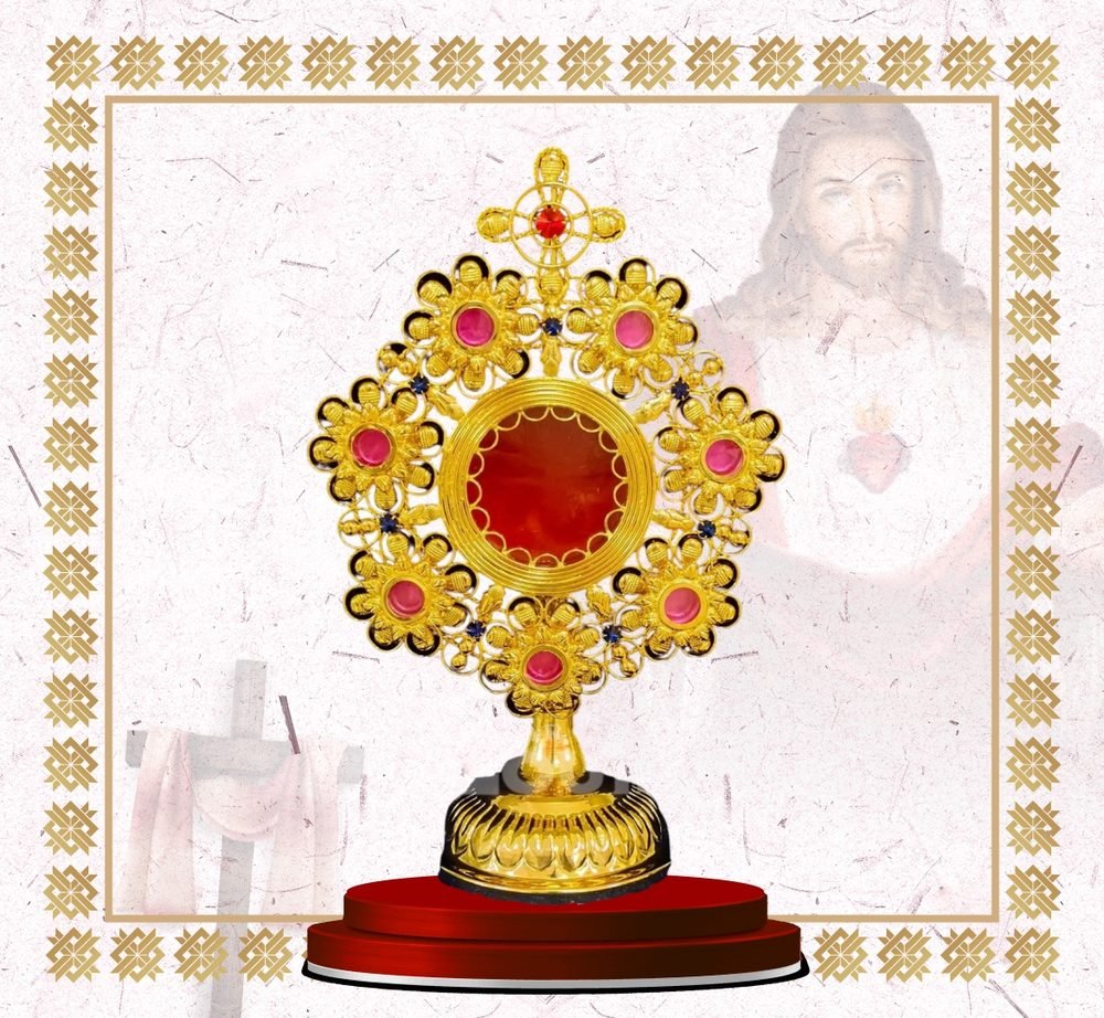Gold Rosette Monstrance with Ruby Stones
