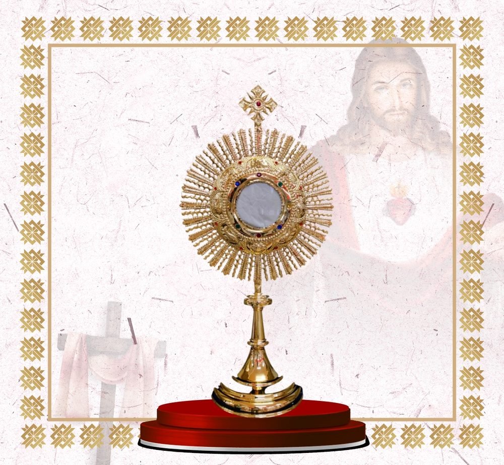 Gold Rayed Monstrance with Jewelled Ring