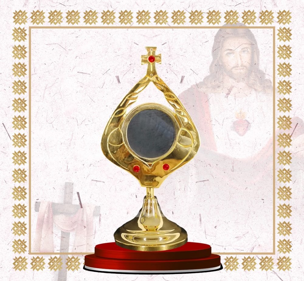 Gold Ogee Monstrance with Ruby Stones